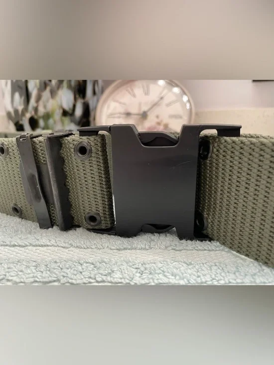 Lot of 2 Tactical Men's Webbing Belts - Khaki & Army Green - Picture 6 of 14